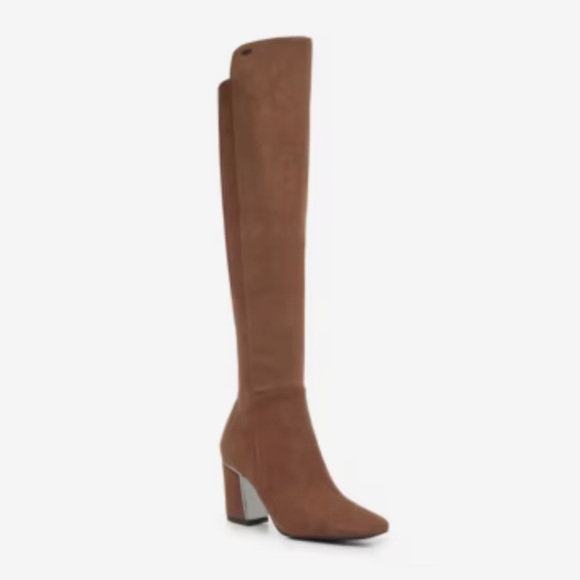 DKNY Cilli Boot Over the Knee / Pecan Brown Vegan Suede Partial Zipper Size 9 - Picture 9 of 17